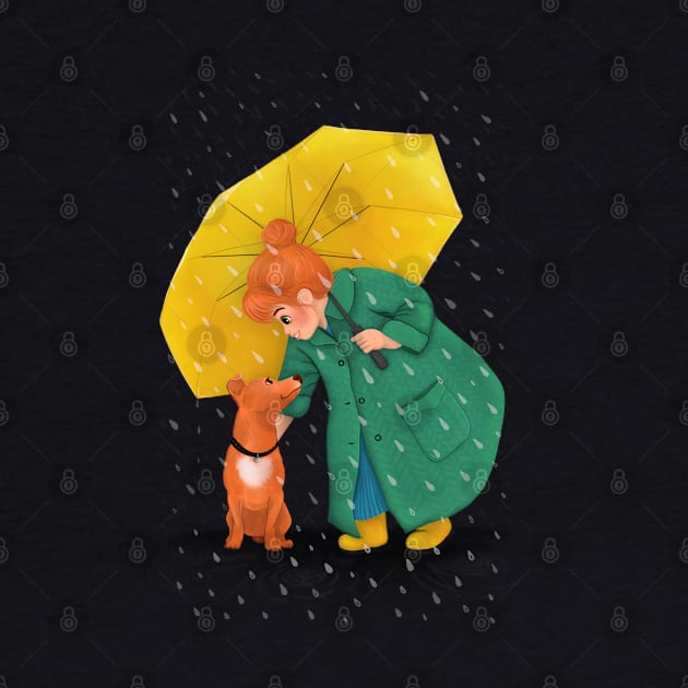 Rainy walkies and love illustration by illograph